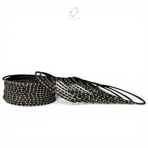Wholesale Ethnic Indian Jewelry Black Glitter Gold Plated Crystal Trendy Bangles for Bridal and Festive Wear for Women Low Price - Product Image 3