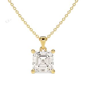Unique Asscher Cut Moissanite pendentif 14K en or massif Solitaire pour femmes, collier cadeau d'anniversaire pendentif minimaliste pendentif de mariée - Product Image 1
