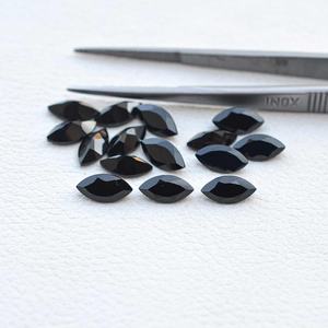 Pierre précieuse naturelle en onyx noir, coupe marquise facettée, polie à la main, 7x14mm, pour bagues, pendentifs, bracelets, bijoux, accessoires de bricolage - Product Image 1