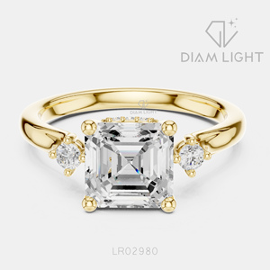 Bague de fiançailles en or blanc 14 carats avec diamant de laboratoire taille Asscher 1,78 carat, certifiée IGI, bijoux fins pour femmes, idéale pour offrir - Product Image 3