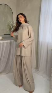 Vestido Tradicional Pakistaní Farshi Shalwar para Mujer, Moda Étnica y Cultural, Transpirable, Holgado, Largo hasta la Rodilla, de Crepé, para Fiesta - Product Image 4