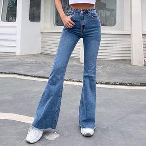 Jean évasé taille haute pour femme, style européen et américain, avec lacets, coupe large, effet push-up, logo sur la taille – Nouvelle collection très prisée - Product Image 2