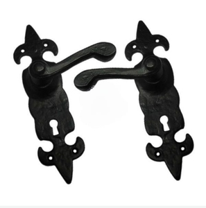 <b>Black</b> Antique Wrought Iron Lever Lock Handle Keyhole <b>Door</b> Handle Decorative Window Hardware <b>Door</b> <b>Knobs</b> <b>Door</b> Latch Hinge - Product Image 1