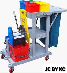 Commercial <b>Cleaning</b> Cart with 3 Shelves <b>Mop</b> Bucket Wringer and Waste Bag Janitor Trolley for Hotel Hospital <b>Cleaning</b> Use - Product Image 4