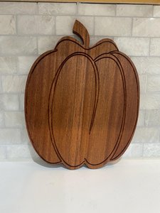 Wooden Pumpkin <b>Shaped</b> Chopping Board With Anti Slip Feature Kitchen Cutting <b>Block</b> Round Design Dark Brown Wood Material - Product Image 2