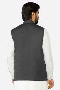 Chalecos de Hombre con Cuello Mandarín Corto, Tallas Grandes, Transpirables, Formales, para Bodas, Color Liso Negro - Product Image 3