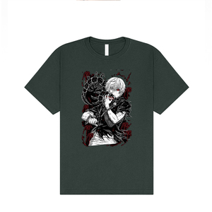 Men's Black Short Sleeve T-<b>Shirt</b> with <b>Anime</b> Character Print Street Style O-Neck Regular Fit Cotton Jersey Anti-Wrinkle 240g - Product Image 1