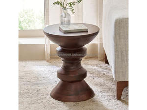 Luxury Wooden Pedestal <b>Side</b> <b>Table</b>, <b>Vintage</b> Style Decorative Accent <b>Table</b> for Living Room Classic Carved Wooden End <b>Table</b> 2026 - Product Image 4