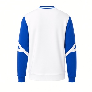 Sweat-shirt blanc et bleu roi à col rond avec impression Sigma EST 1914, manches longues contrastées, poche kangourou, style grec - Product Image 4
