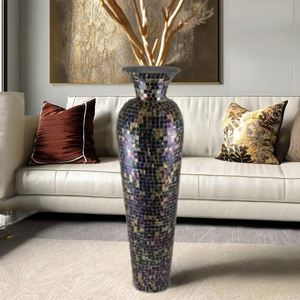Jarrón de Flores de Metal y Hierro Decorativo Moderno, Nuevo, Hecho a Mano, con Mosaico, Estilo Antiguo - Product Image 2