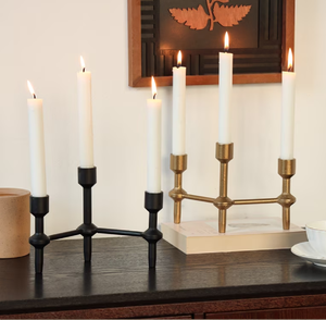 Unique pair of industrial-vintage accordion-style expandable <b>brass</b> 7-light candelabras with rosettes Available at wholesale rate - Product Image 6