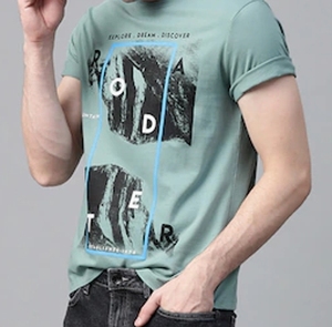 T-shirt décontracté à manches courtes vert clair pour homme, en coton popeline tricoté respirant, idéal pour l'été - Product Image 5