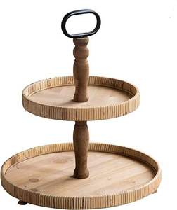 Support à gâteau en bois massif avec base solide pour la présentation de gâteaux de boulangerie et la décoration de table de fête - Product Image 4