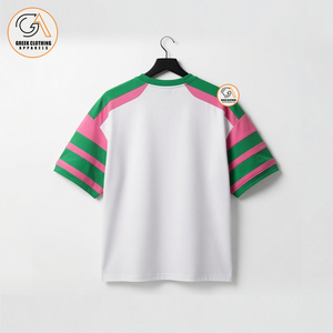 Camiseta de Manga Corta con Cuello Redondo Alpha Kapa Blanca y Verde para Mujer, Talla Grande, Bordada, 300g, 100% Algodón, Secado Rápido, Transpirable - Product Image 2