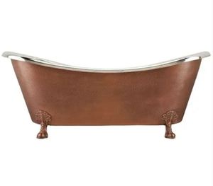 Skirted Base Free Standing and NICKLE Polish Inside Luxury Villa Double Slipper for Bathroom Copper <b>Bath</b> Tub with Skirted - Product Image 5