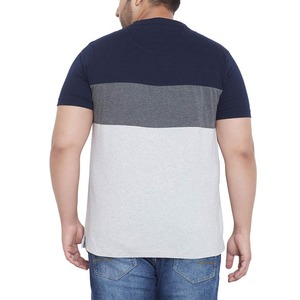 T-shirt décontracté d'été à manches courtes et col rond pour hommes grandes tailles, avec blocs de couleur et logo personnalisé - Product Image 2