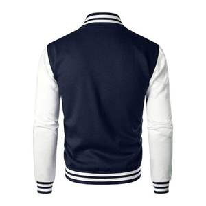 Veste universitaire marine et blanche pour homme, style preppy, coupe classique, fermeture boutonnée, couleur unie, col rabattu, pour l'automne - Product Image 2