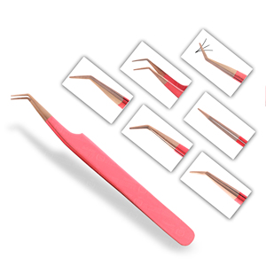 Pince à épiler pour extensions de cils en acier inoxydable, disponible en OEM, avec pointe dorée ou rose, facile à utiliser pour saisir les cils fins - Product Image 2