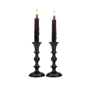 Juego de 2 Portavelas Cónicos de Aluminio Blanco Mate Estilo Nórdico, con Aspecto de Madera, para el Hogar Escandinavo - Product Image 6