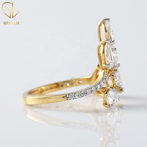 <b>Open</b> Cuff Moissanite Diamond Engagement <b>Ring</b>, Pear & Round Cut Diamond <b>Ring</b>, Unique Custom Design, Luxury Wedding <b>Ring</b> - Product Image 4