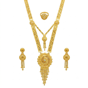 Juego de Collar y Aretes de Oro para Novia Nigeriana de Lujo, Joyería Africana para Bodas - Product Image 2