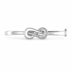Bracelet manchette en argent sterling 925 pour femme avec diamant rond en moissanite et nœud papillon – Bijou romantique - Product Image 1