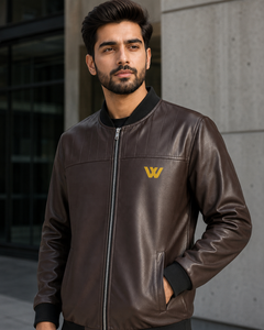 Chaqueta Bomber de Cuero PU para Hombre con Cuello Alto, Cierre de Cremallera, Impermeable, Cortavientos, Estilo Moto, Holgada, Estilo Urbano - Product Image 5
