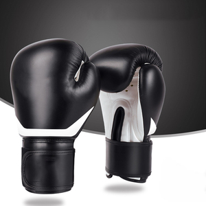 Gants de boxe professionnels en cuir, noir et blanc, fermeture auto-agrippante, évacuation de l'humidité, emballage personnalisé pour adultes - Product Image 4
