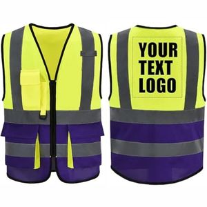 Chaleco de Seguridad de Alta Visibilidad para Hombre, Reflectante, Transpirable, de Poliéster, Cuello en V, Informal, para Verano, Color Sólido, con Bolsillos - Product Image 1