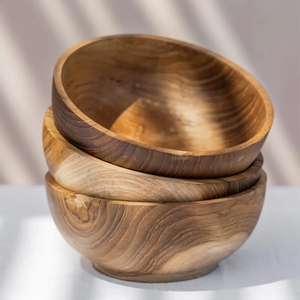 Tazón de Sopa de Madera Artesanal con Tapa, Diseño Clásico para Fiestas, Vacío - Product Image 1