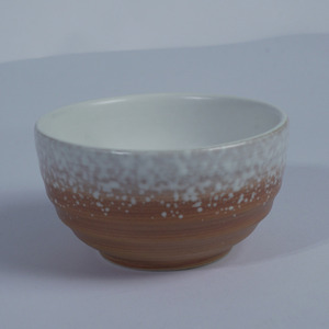 New Arrival Durable Stackable White Brown Gradient Ceramic Small Bowl 11x6cm Japanese Style for Rice Soup Dessert Restaurant Use - Product Image 3