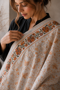 Chal de Viscosa Bordado a la Moda con Estampado Floral Artístico Digital, Flecos Largos, Suave, Cálido y Transpirable para Invierno, para Mujer - Product Image 6