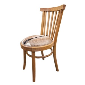 เก้าอี้ไม้สักสไตล์ร้านอาหารอินโดนีเซียเก้าอี้ไม้สักเรียบง่ายพร้อมที่นั่งหนังสำหรับร้านกาแฟร้านอาหารชุดห้องอาหาร - Product Image 3