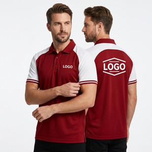 Polo brodé sur mesure en coton épais à manches courtes avec bande contrastante sur l'épaule, uniforme fabriqué au Bangladesh. - Product Image 2