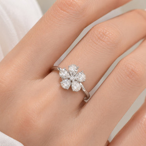 925 Silver Flower Daily Zircon Floral <b>Fine</b> <b>Ring</b> for Women - Product Image 3