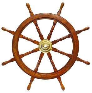 <b>Wooden</b> Ship Wheel Nautical Wall Decor <b>Rustic</b> Maritime Steering Wheel Coastal Beach House Hanging Decoration - Product Image 2