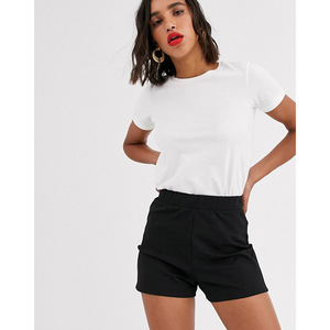 Shorts noirs pour hommes à taille haute avec poches, taille élastique, style décontracté, couleur unie, tissu respirant, longueur courte - Product Image 2