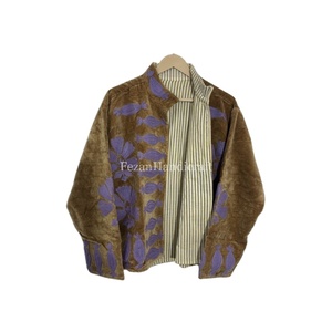 Women's Casual Jacket Uzbek Embroidery Short Unisex Jacket Boho Chic Jacket With Two Side Pocket Suzani Jacket Overcoat - Product Image 1