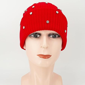 OEM Black Studded Knit Beanie Hat Women <b>Men</b> Winter Ribbed Warm <b>Cap</b> Soft Stretch Custom Logo Streetwear Hat - Product Image 3