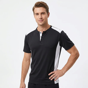 T-shirt à manches courtes pour homme, noir et blanc, style décontracté, col rond, tricoté, respirant, haute qualité, marque personnalisée OEM - Product Image 3