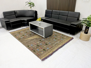 Alfombra Bohemia Rectangular de la Colección Ocean Art, con Patrón de Medallón, Tejida a Mano, de Lana/Algodón, Ecológica, Antideslizante, para Sala de Estar - Product Image 1