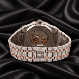 Montre de luxe Raj Gems avec bracelet en acier inoxydable, bracelet de 20 mm, boîtier rond, résistance à l'eau 10 bars, date automatique, cadran en verre, pour homme - Product Image 3