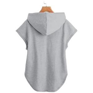 Sudadera sin mangas con capucha y cordón para mujer, diseño gráfico de chica gris, estilo casual, top sin mangas con capucha, ropa de calle de moda para verano - Product Image 2