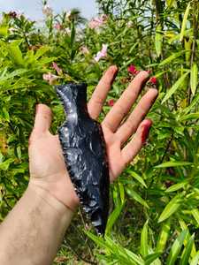 Handcrafted Black Obsidian Gemstone Arrowhead Knife with <b>Crystal</b> Blade-Reiki & Feng Shui Healing Home Decor - Product Image 2