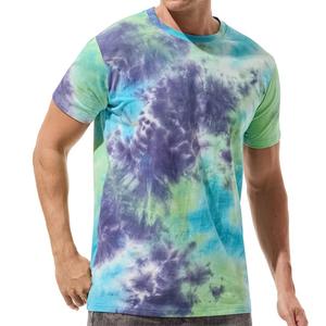 Camiseta de Manga Corta con Estampado Tie-Dye para Hombre, Corte Regular, Cuello Redondo, Informal, de Algodón, Tejida, Personalizada - Product Image 6