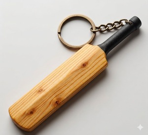 Porte-clés de luxe en bois en forme de batte de cricket, gravé sur mesure, cadeau d'entreprise pour clients professionnels, récompense des employés, branding - Product Image 1