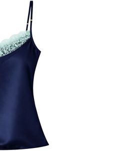 ชุดนอนเซ็กซี่ผ้าซาตินสีน้ำเงินกรมท่า แต่งลูกไม้ สายเดี่ยว กางเกงขาสั้น ชุดนอนผู้หญิง ชุดนอนผ้าไหมนุ่ม ชุดนอนฤดูร้อน ชุดลำลองสองชิ้น - Product Image 2