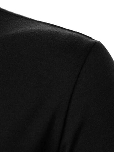 Men's Black <b>Half</b> Sleeve for <b>Shirt</b> Red Trim Front Logo Solid Pattern 100% Cotton Woven Jersey Casual Style Regular Fit - Product Image 4