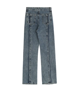 Jean en denim pour homme, coupe droite classique, écologique, respirant, délavé, taille haute, déchiré, style vintage streetwear, personnalisé - Product Image 3