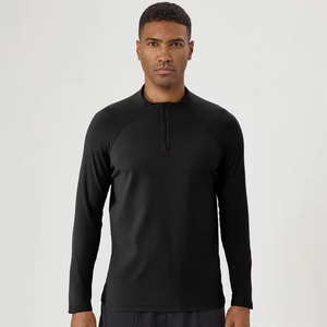 Haut de sport mi-zippé pour homme, automne-hiver, doublé polaire, manches longues, chaud, décontracté, pour course, cyclisme, fitness, grande taille, coupe-vent - Product Image 5